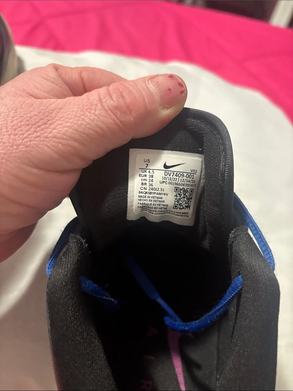 Nike Kids Black Sneakers with Blue Laces and Cream Soles